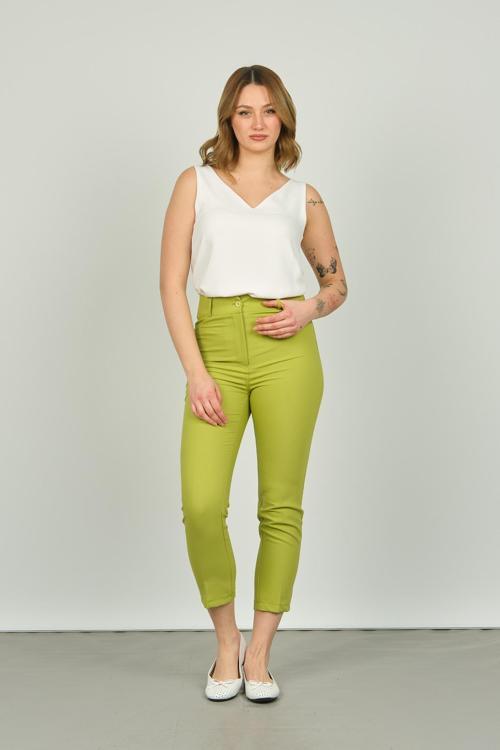 Kadın Bilek Boy Dar Kalıp Pantolon 7410 Fıstık Yeşili