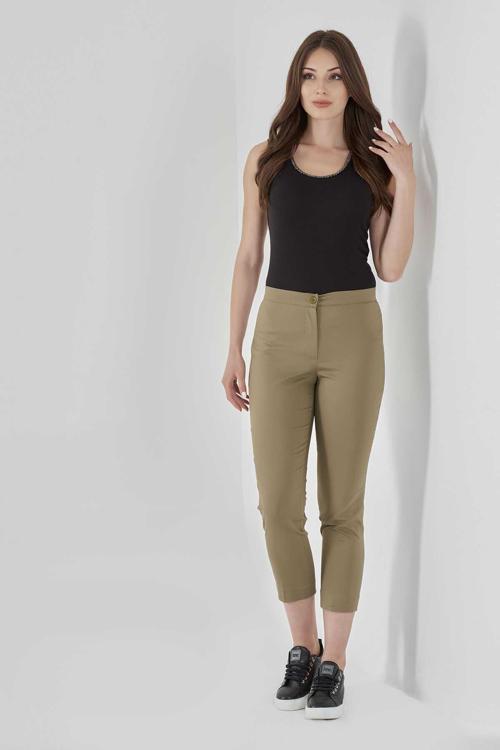 Kadın Dar Paça Kısa Pantolon 30046 Haki