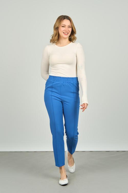 Kadın Bilek Boy Önden Çizgi Dikişli Dar Kalıp Pantolon 6000 Saks