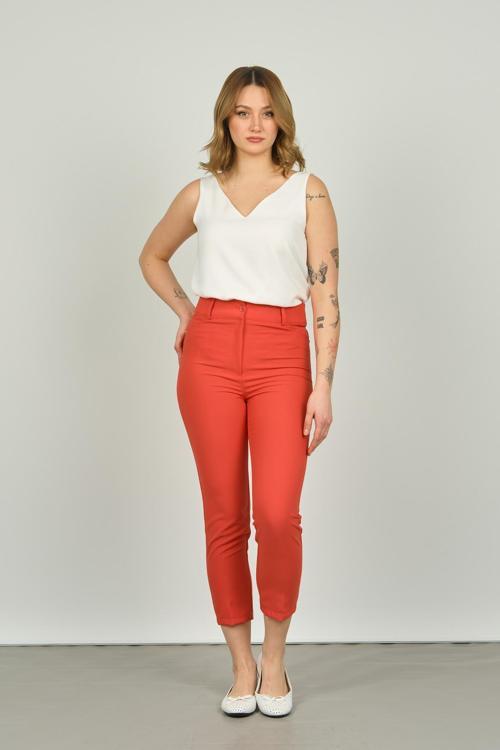 Kadın Bilek Boy Dar Kalıp Pantolon 7410 Mercan