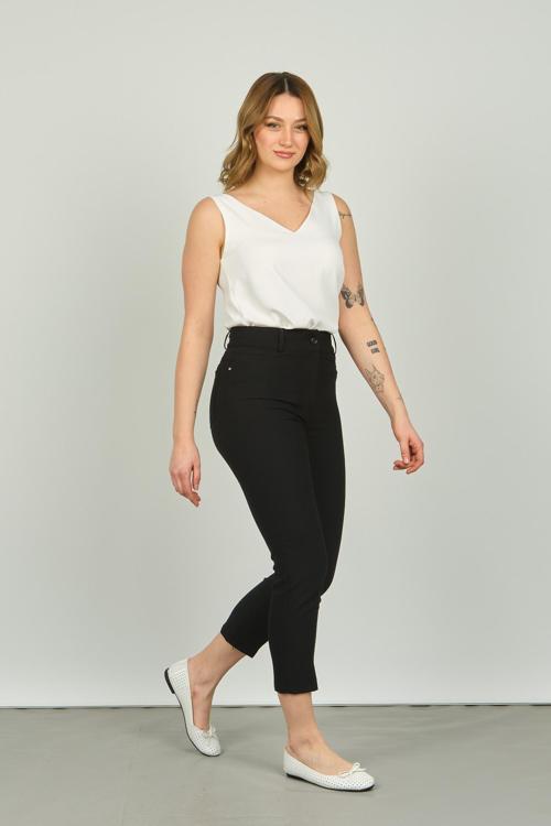 Kadın Bilek Boy Dar Kalıp Pantolon 7410 Siyah