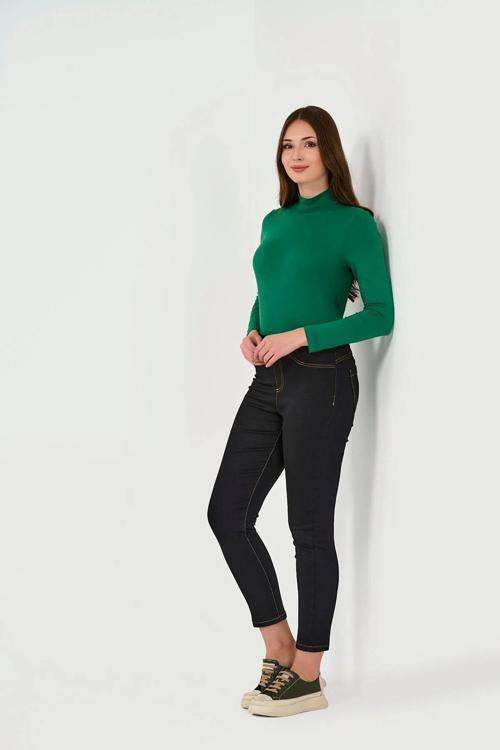 Kadın Beli Lastikli Dar Paça Kot Pantolon 30156 Siyah