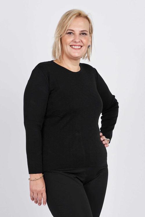 Triko Kadın Kabartma Desenli Bisiklet Yaka Triko Kazak 3998214 Siyah