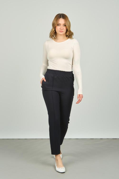 Kadın Bilek Boy Önden Çizgi Dikişli Dar Kalıp Pantolon 6000 Lacivert