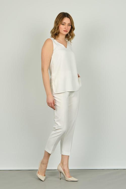 Kadın Bilek Boy Dar Kalıp Pantolon 7003 Ekru