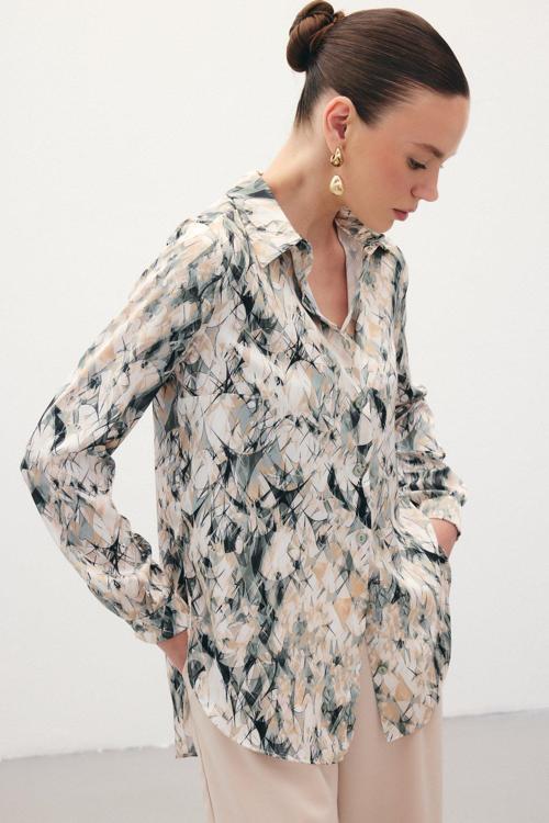 Klasik Desenli Gömlek - Haki