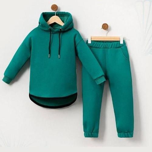 KAPÜŞONLU BİYELİ ÜÇ İPLİK ŞARDONLU ALT ÜST TAKIM - BP-1612-Yeşil-2 Yaş Yeşil