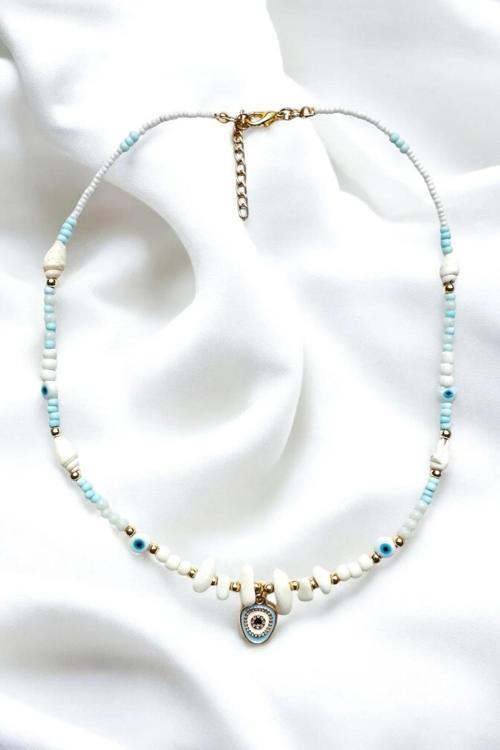 BONCUK DOĞALTAŞLI NAZAR GÖZ KOLYE