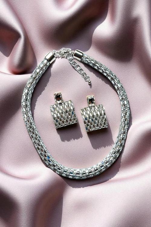 TAŞLI PARLAK KOLYE KÜPE SET