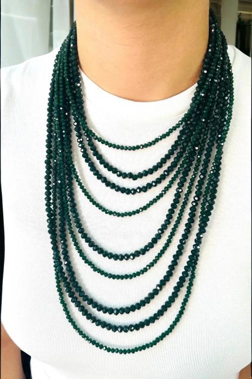 KRİSTAL ÇOKLU BONCUK TARZ KOLYE