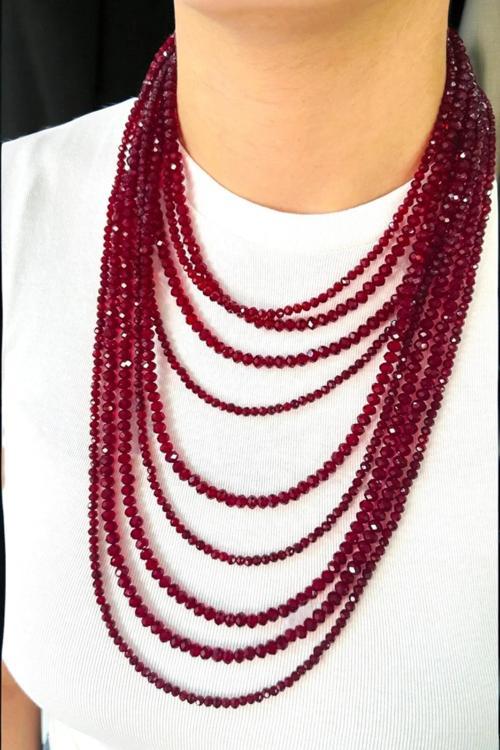 KRİSTAL ÇOKLU BONCUK TARZ KOLYE