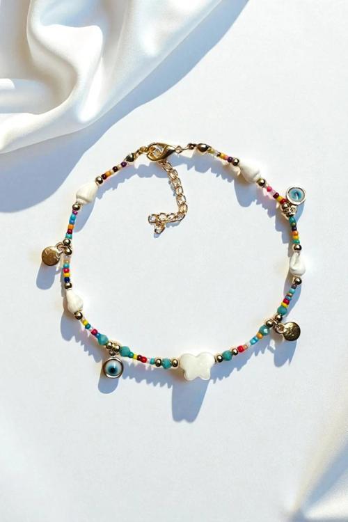 RENKLİ BONCUK DENİZ KABUĞU NAZAR HALHAL