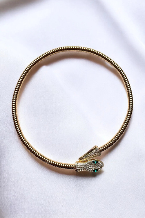 METALİZE CHOKER TAŞLI YILAN TASMA KOLYE