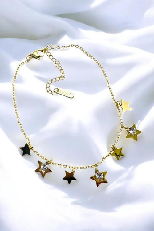 ÇELİK KARARMAZ YILDIZ TAŞLI ZİNCİR HALHAL