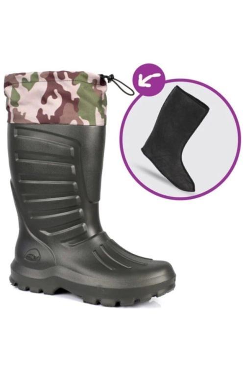 Kauçuk Içi Çoraplı Haki Renk Hafif Yıkamacı,Balıkçı,Avcı,Çiftçi Kadın Erkek Çizmesi