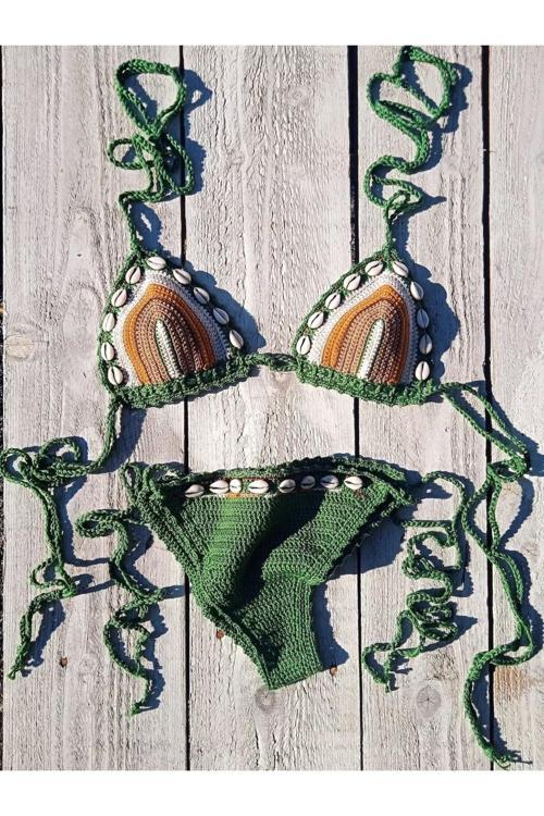 Tığ Örgü Deniz Kabuklu Bikini Takım