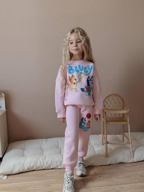 KIZ ÇOCUK BLUEY MODELLİ 3 İPLİK ŞARDONLU EŞOFMAN TAKIMI