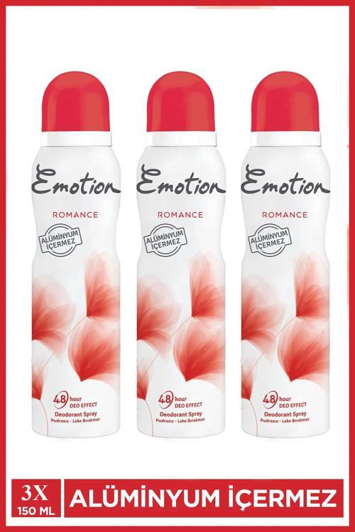 3 Adet Emotion Romance Kadın Vegan Deodorant 150 Ml Hızlı Kurur, Leke Bırakmaz