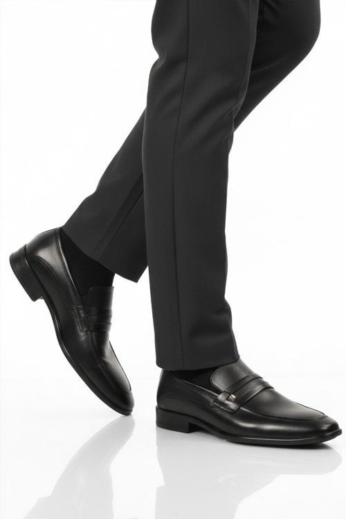 Siyah Hakiki Deri Erkek Klasik Ayakkabı 2818 M