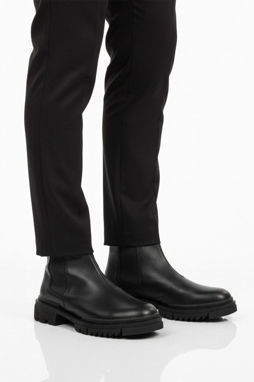 Siyah İçi Polarlı Kaymaz Soğuğa Dirençli Erkek Chelsea Bot 748 M