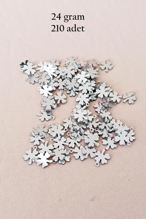 Oya Abiye Bileklik Kolye Pleksi Metalik Plastik Pul Gümüş Renk 24 gram 210 adet - BNC562