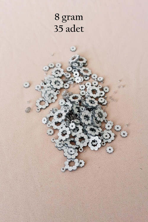 Oya Abiye Bileklik Kolye Pleksi Metalik Plastik Pul Gümüş Renk 8 gram 35 adet - BNC501
