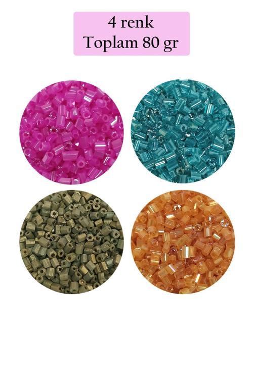 Kesme Cam Boncuk 2mm - 4 Renk - Toplam 80 Gram - BNC438