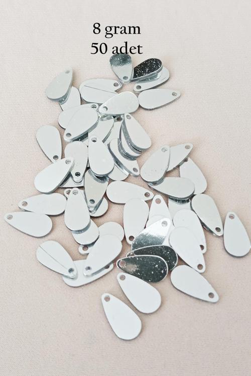 Oya Abiye Bileklik Kolye Pleksi Metalik Plastik Pul Gümüş Renk 8 gram 50 adet - BNC531