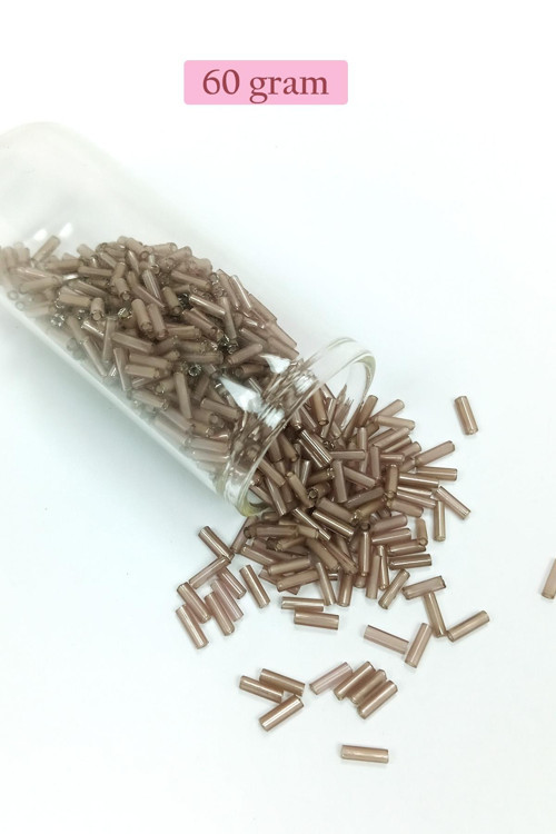 Uzun Boru Kesme Boncuk Çap 2mm Uzunluk 10 mm - 60 Gram - Duman - BNC292