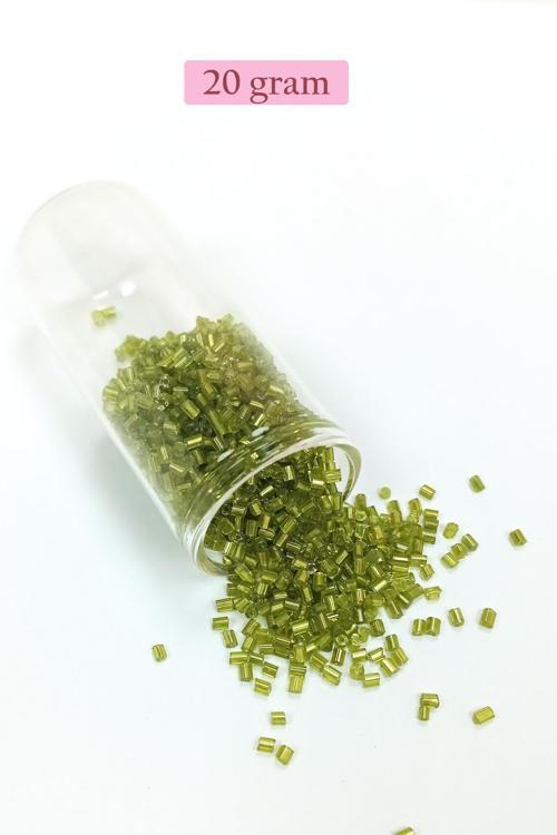 Kesme Cam Boncuk 2mm - 20 Gram - Şeffaf Çimen Yeşili -BNC345