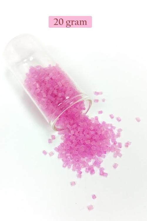 Kesme Cam Boncuk 2mm - 20 Gram - Şeffaf Mat Pembe -BNC329