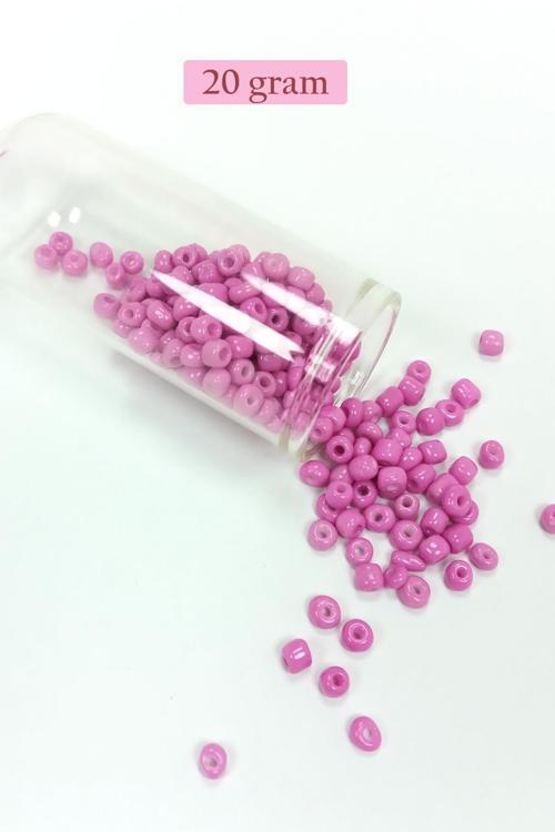Dökme Cam Kum Boncuk Büyük Boy (6/0) 4 mm - 20 Gram - Koyu Pembe - BNC91