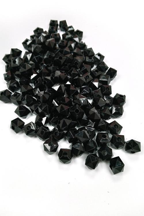 Küp Boncuk İçten Boncuklu Bileklik Çanta Boncuğu 10 mm 50 gr Siyah - BNC457