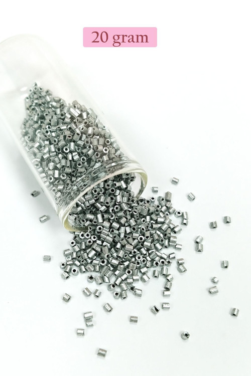 Kesme Cam Boncuk 2mm - 20 Gram - Mat Gümüş -BNC333