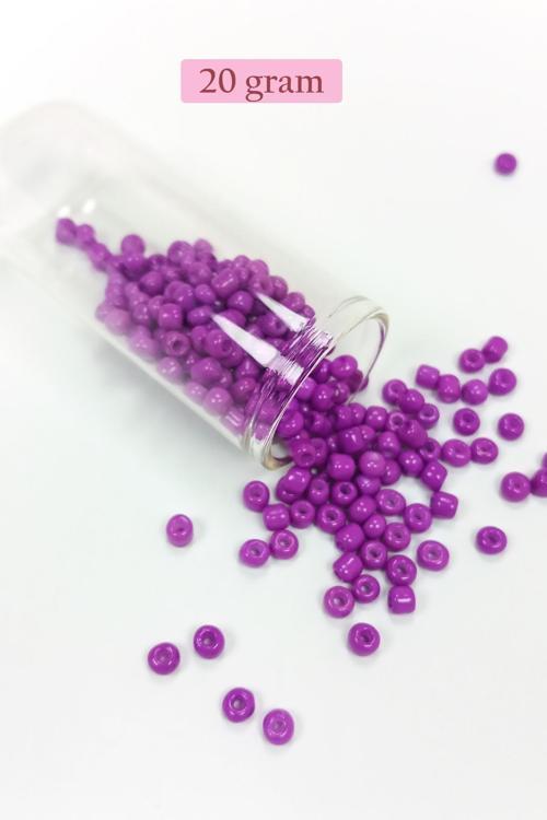 Dökme Cam Kum Boncuk Büyük Boy (6/0) 4 mm - 20 Gram - Koyu Eflatun - BNC87