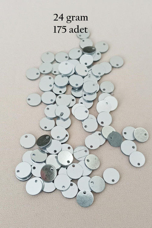 Oya Abiye Bileklik Kolye Pleksi Metalik Plastik Pul Gümüş Renk 24 gram 255 adet - BNC583
