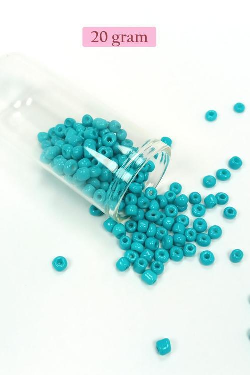 Dökme Cam Kum Boncuk Büyük Boy (6/0) 4 mm - 20 Gram - Cam Göbeği Yeşili - BNC82