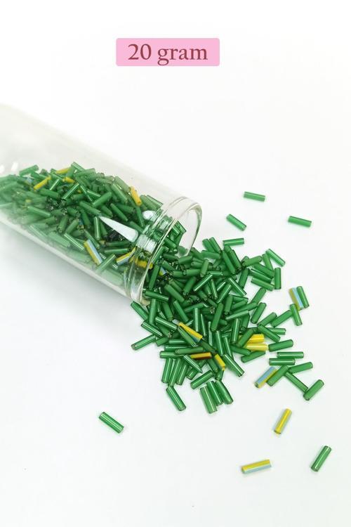 Uzun Boru Kesme Boncuk Çap 2mm Uzunluk 10 mm - 20 Gram - Yeşil - BNC256