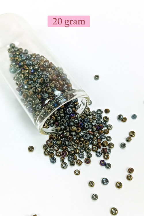 Dökme Cam Kum Boncuk (8/0) 3 mm - 20 Gram - Alacalı Renk - BNC151
