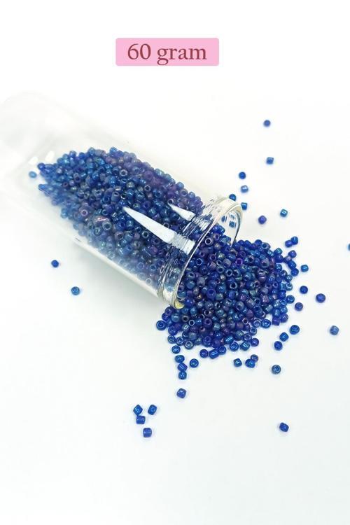 Dökme Cam Kum Boncuk (11/0) 2 mm - 60 Gram - Koyu Mavi - BNC052