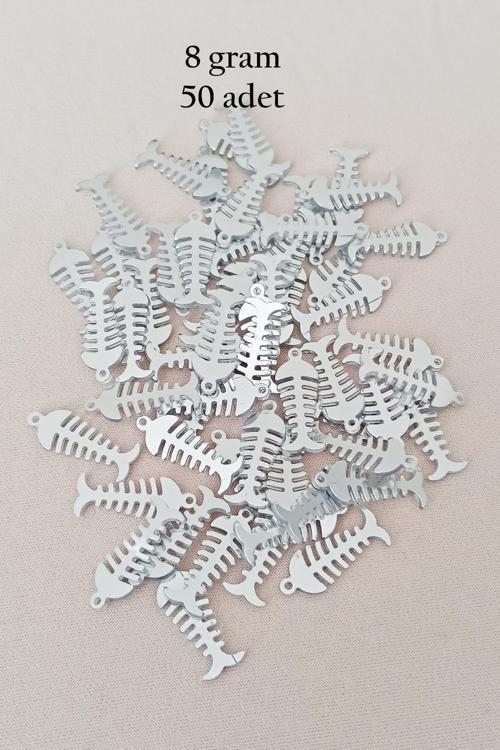 Oya Abiye Bileklik Kolye Pleksi Metalik Plastik Pul Gümüş Renk 8 gram 50 adet - BNC529