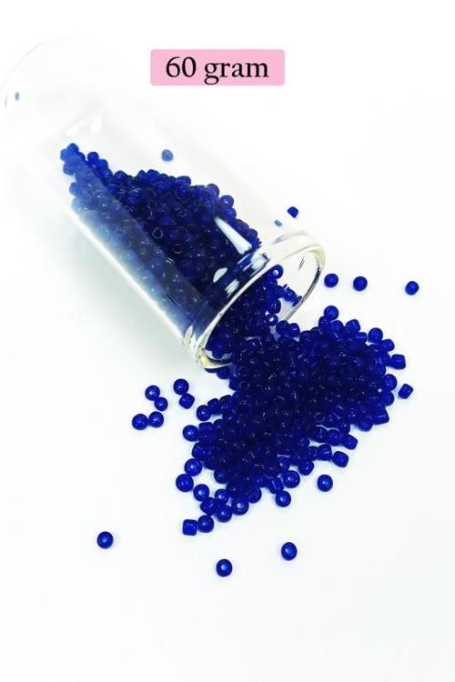 Dökme Cam Kum Boncuk (11/0) 2 mm - 60 Gram - Kral Mavi - BNC036