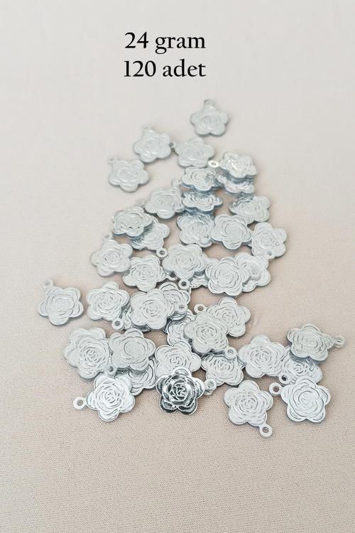 Oya Abiye Bileklik Kolye Pleksi Metalik Plastik Pul Gümüş Renk 24 gram 120 adet - BNC584