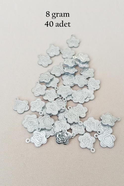 Oya Abiye Bileklik Kolye Pleksi Metalik Plastik Pul Gümüş Renk 8 gram 40 adet - BNC524