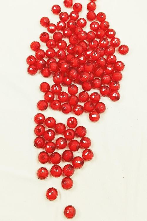 Dünya Boncuk İçten Boncuklu Bileklik Çanta Boncuğu 10 mm 50 gr Kırmızı - BNC466