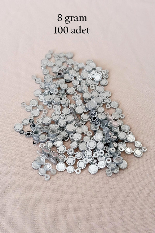 Oya Abiye Bileklik Kolye Pleksi Metalik Plastik Pul Gümüş Renk 8 gram 100 adet - BNC500