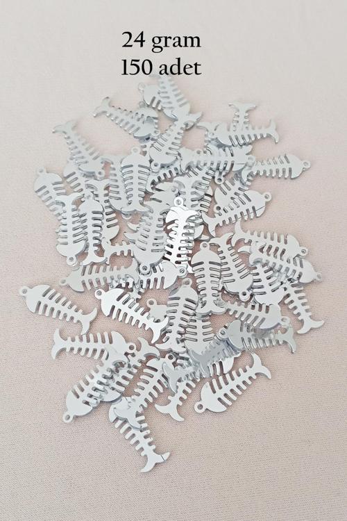 Oya Abiye Bileklik Kolye Pleksi Metalik Plastik Pul Gümüş Renk 24 gram 150 adet - BNC589
