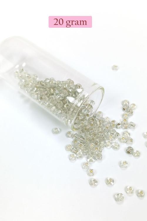 Dökme Cam Kum Boncuk Büyük Boy (6/0) 4 mm - 20 Gram - Şeffaf - BNC86