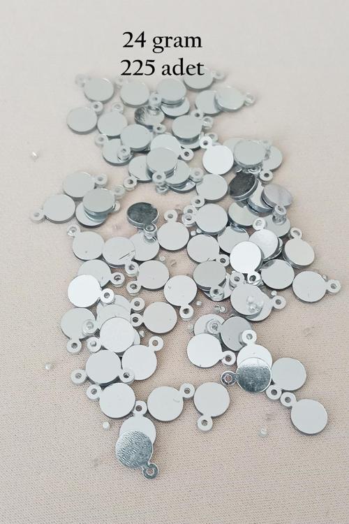Oya Abiye Bileklik Kolye Pleksi Metalik Plastik Pul Gümüş Renk 24 gram 225 adet - BNC580