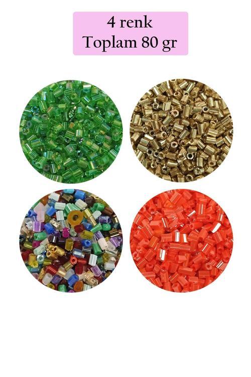 Kesme Cam Boncuk 2mm - 4 Renk - Toplam 80 Gram - BNC436